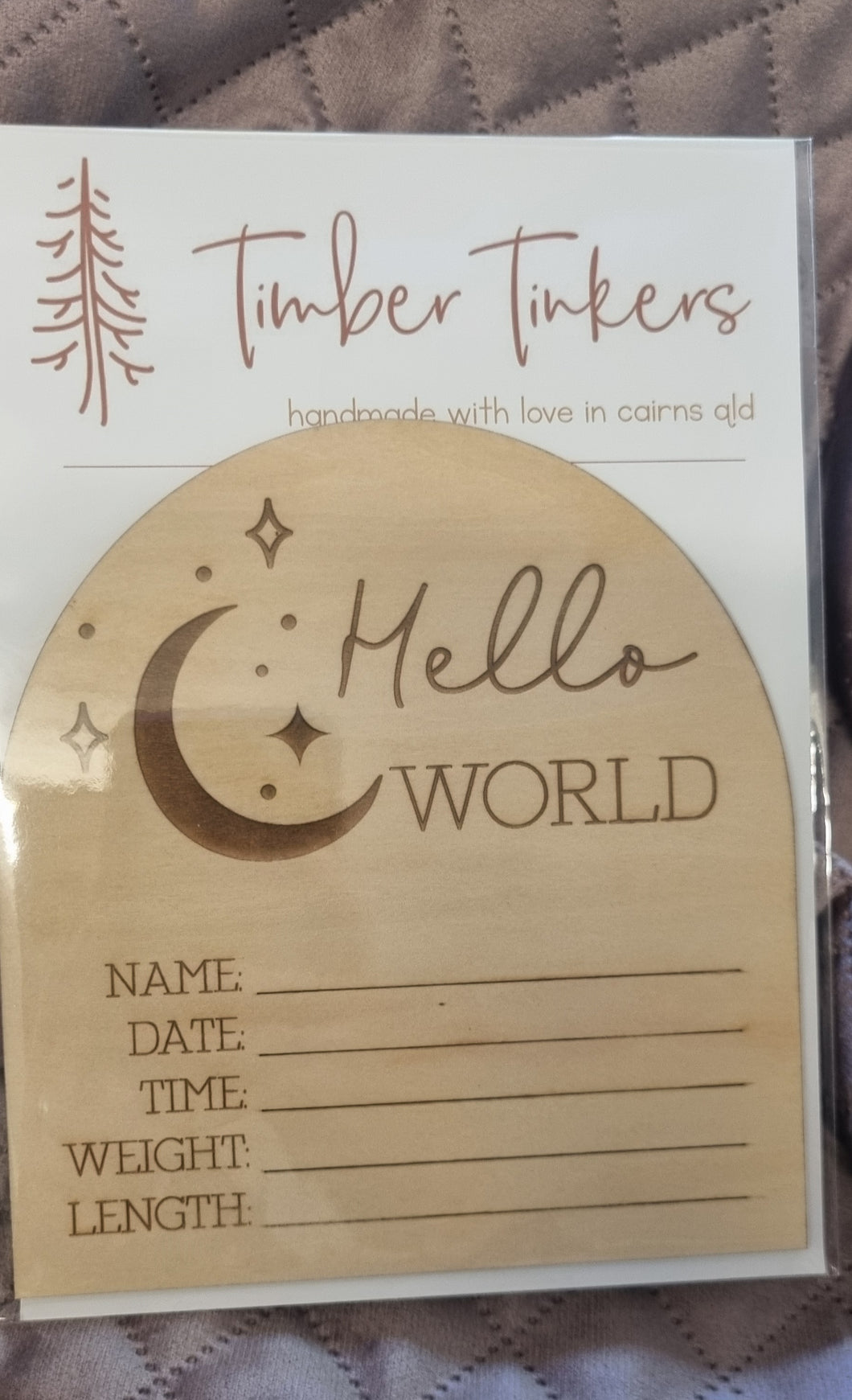 Hello World- Moon Arch Shaped Birth Announcement Discs