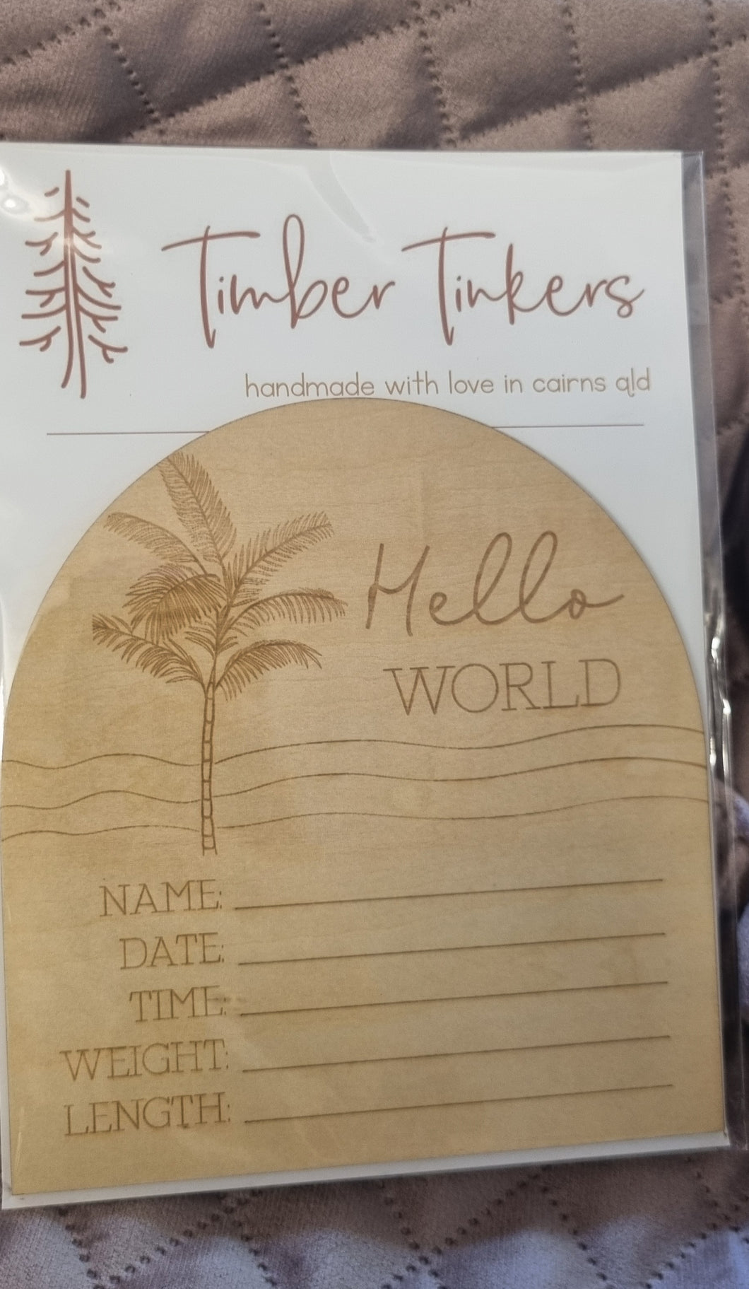 Hello World- Palm 🌴  Arch Shaped Birth Announcement Discs